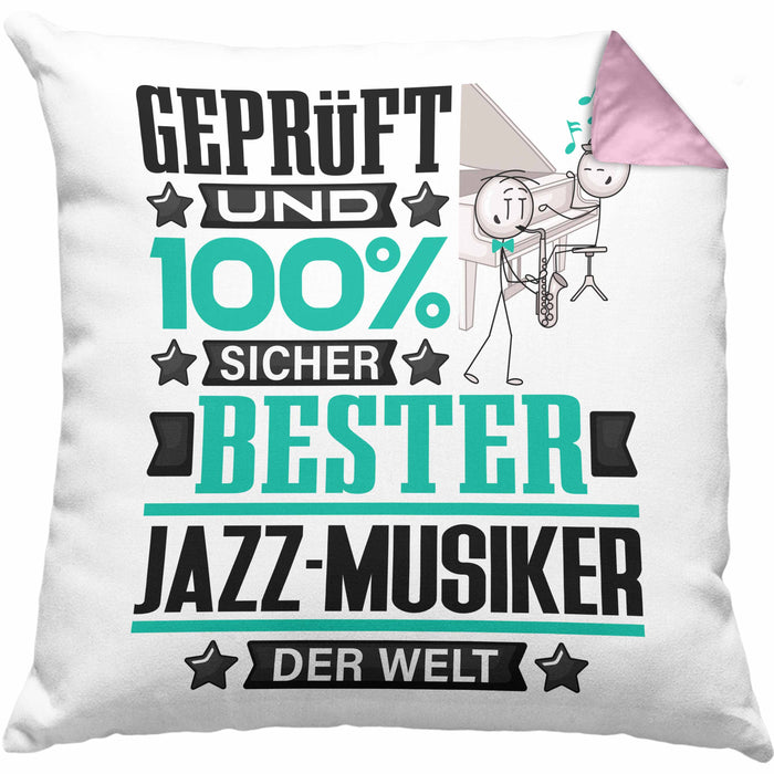 Jazz-Musiker Geschenk Lustiger Spruch für Jazz-Musiker Geschenkidee Bester Jazz-Musiker Der WeltKissen mit Füllung 40x40 (Grau) Rosa Trendation