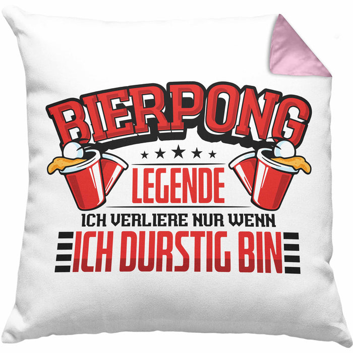 Bierpong Kissen mit Füllung 40x40 Geschenk Beerpong Spruch Geschenkidee (Grau) Rosa Trendation