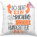 Hundesitter Kissen mit Füllung 40x40 So Sieht Ein Richtig Cooler Hundesitter Aus Geschenk Lustiger Spruch Geschenkidee (Grau) Rosa Trendation