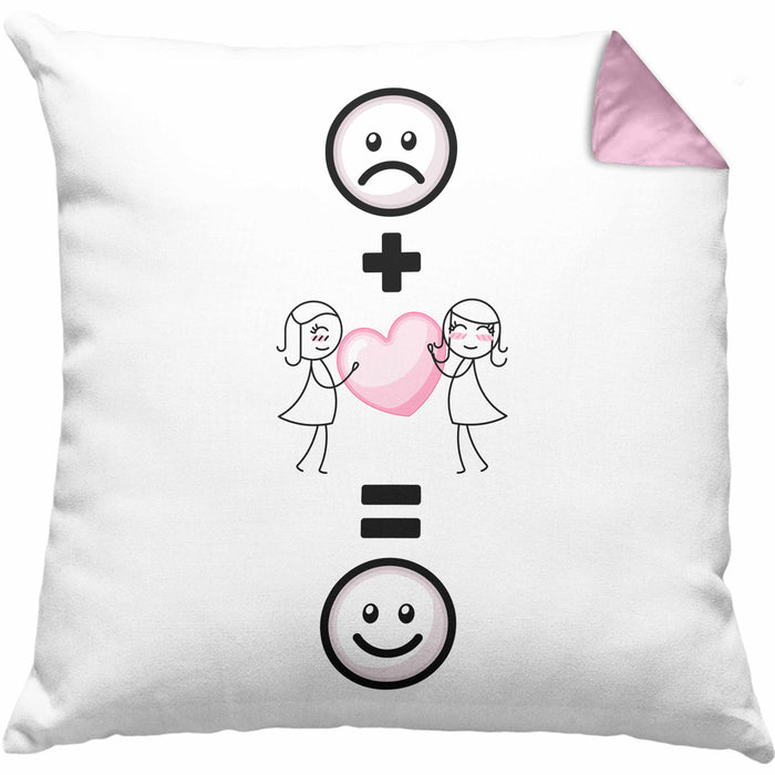 Beste Freundin Lesbisch Kissen mit Füllung 40x40 Geschenk für BFF Beste Freundinnen Lustige Geschenkidee :( + Beste Freundin Lesbisch = :) Geburtstag (Grau) Rosa Trendation