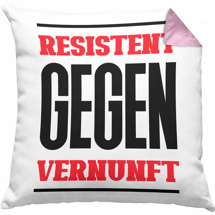 System Kissen mit Füllung 40x40 Geschenk Spruch Lustig Resistent Gegen Vernupft Geschenkidee Geburtstag (Grau) Rosa Trendation