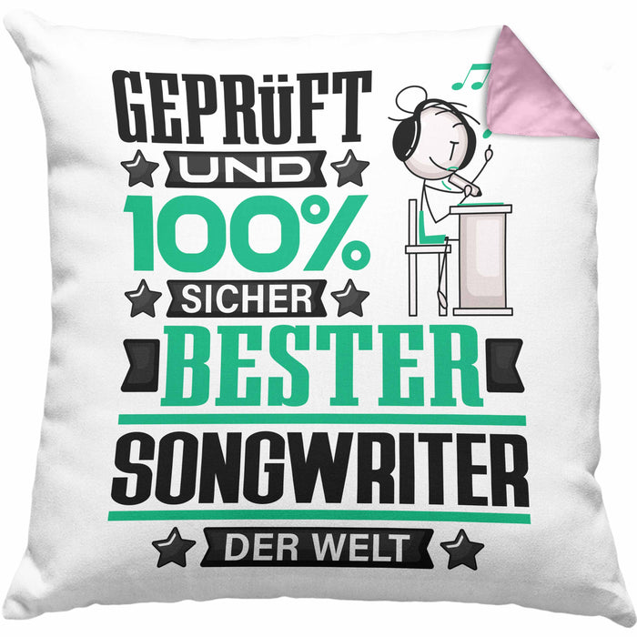 Songwriter Geschenk Lustiger Spruch für Songwriter Geschenkidee Bester Songwriter Der WeltKissen mit Füllung 40x40 (Grau) Rosa Trendation