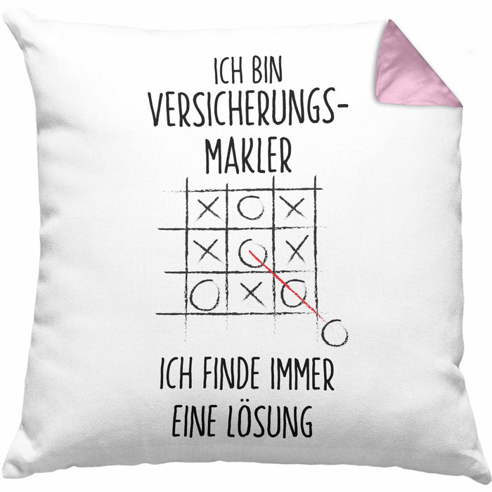 Versicherungsmakler Kissen mit Füllung 40x40 Geschenk Lustiger Spruch Ich Finde Immer Eine Lösung Kaffee (Grau) Rosa Trendation