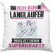 Langläufer Kissen mit Füllung 40x40 Geschenk für Langläufer Geburtstag Lustiger Spruch Was Ist Deine Superkraft (Grau) Rosa Trendation