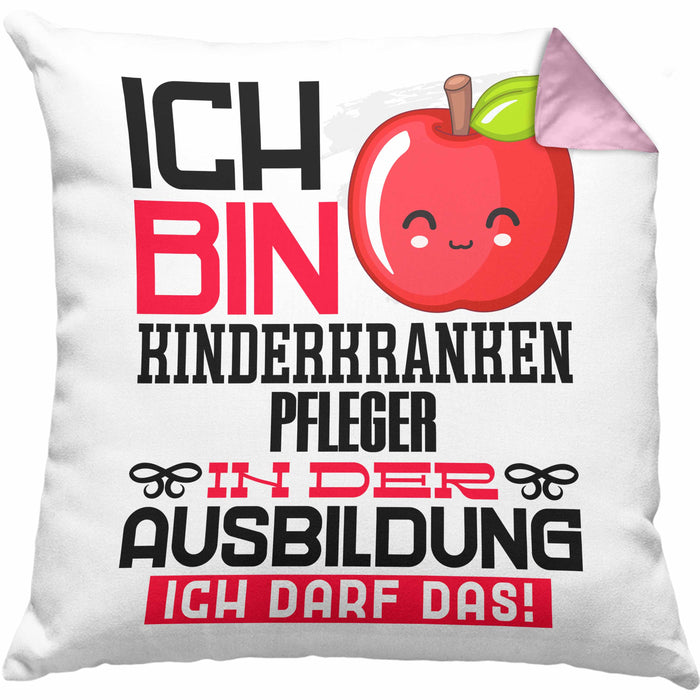 Kinderkrankenpfleger Ausbildung Kissen mit Füllung 40x40 Geschenk Ich Bin Kinderkrankenpfleger In Der Ausbildung Ich Darf Das Geschenkidee Spruch (Grau) Rosa Trendation