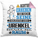 Urenkel Geschenk Kissen mit Füllung 40x40 Lustiger Spruch Erheben Sie Sich Der Urenkel Betritt den Raum (Grau) Rosa Trendation
