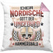 Der Nordische Gott Der Ungeduld Hammersbald Kissen mit Füllung 40x40 Geschenk Niedersachen Norddeutsch Gag Joke Spaß (Grau) Rosa Trendation