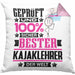 Kajaklehrer Geschenk Lustiger Spruch für Kajaklehrer Geschenkidee Bester Kajaklehrer Der WeltKissen mit Füllung 40x40 (Grau) Rosa Trendation