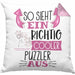 So Sieht Ein Richtig Cooler Puzzler Aus Geschenk Kissen mit Füllung 40x40 Lustiger Spruch Geschenkidee (Grau) Rosa Trendation