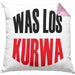 Lustige Kissen mit Füllung 40x40 Spruch "Was Los Kurwa" Polen Polnisches Geschenk (Grau) Rosa Trendation