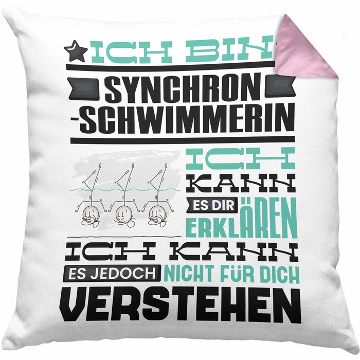 Synchronschwimmerin Geschenk Kaffee-Kissen mit Füllung 40x40 Geschenkidee für Synchronschwimmerin Ich Bin Synchronschwimmerin Ich Kann Es Dir Erklären Jedoch Nicht Für Dich Verstehen Spruch Lustig (Grau) Rosa Trendation