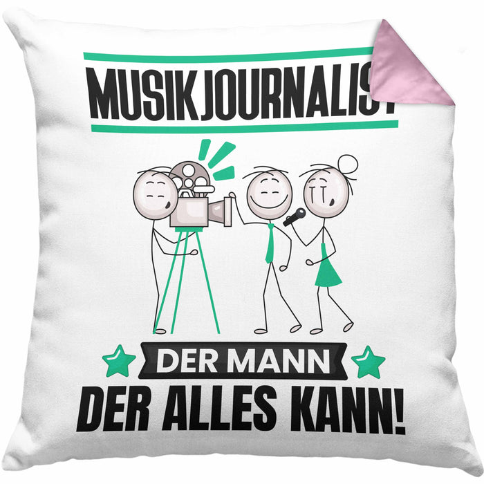 Musikjournalist Kissen mit Füllung 40x40 Geschenk für Musikjournalist Der Mann Der Alles Kann Geschenkidee zum Geburtstag (Grau) Rosa Trendation