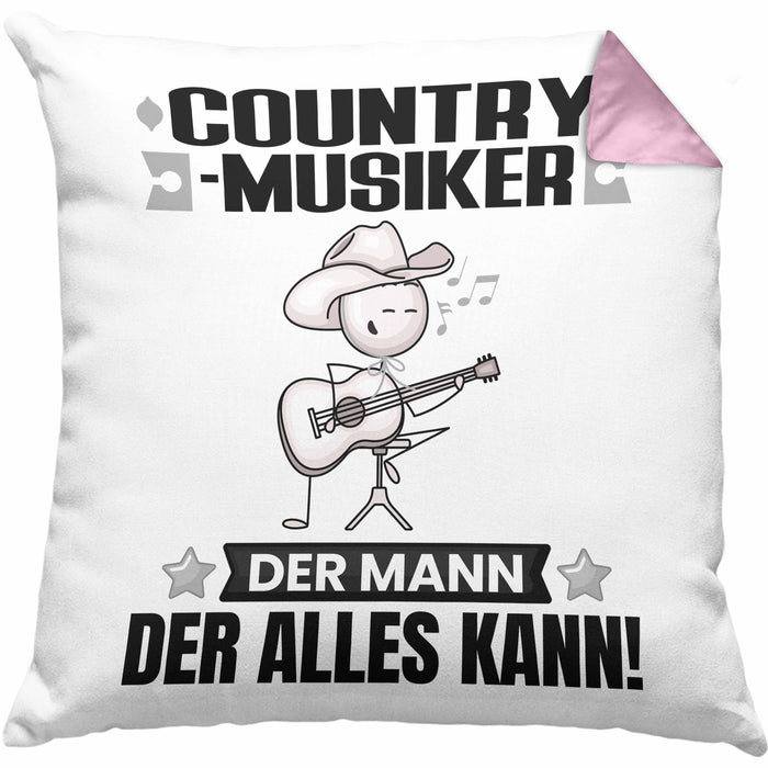 Country-Musiker Kissen mit Füllung 40x40 Geschenk für Country-Musiker Der Mann Der Alles Kann Geschenkidee zum Geburtstag (Grau) Rosa Trendation