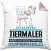Tiermaler Geschenk Kissen mit Füllung 40x40 Ich Bin Tiermaler Aber Sag Doch Einfach Superheld Lustige Geschenkdiee für Tiermaler (Grau) Rosa Trendation