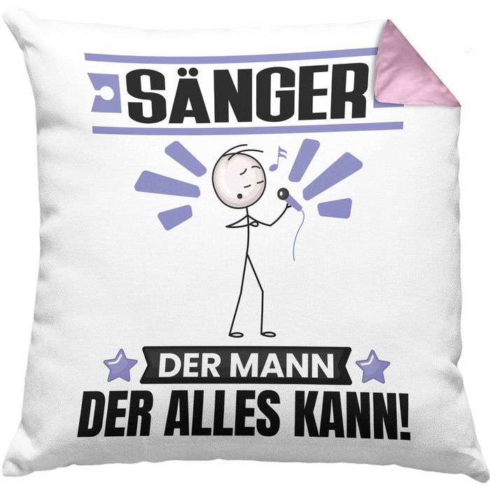 Sänger Kissen mit Füllung 40x40 Geschenk für Sänger Der Mann Der Alles Kann Geschenkidee zum Geburtstag (Grau) Rosa Trendation