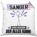 Sänger Kissen mit Füllung 40x40 Geschenk für Sänger Der Mann Der Alles Kann Geschenkidee zum Geburtstag (Grau) Rosa Trendation