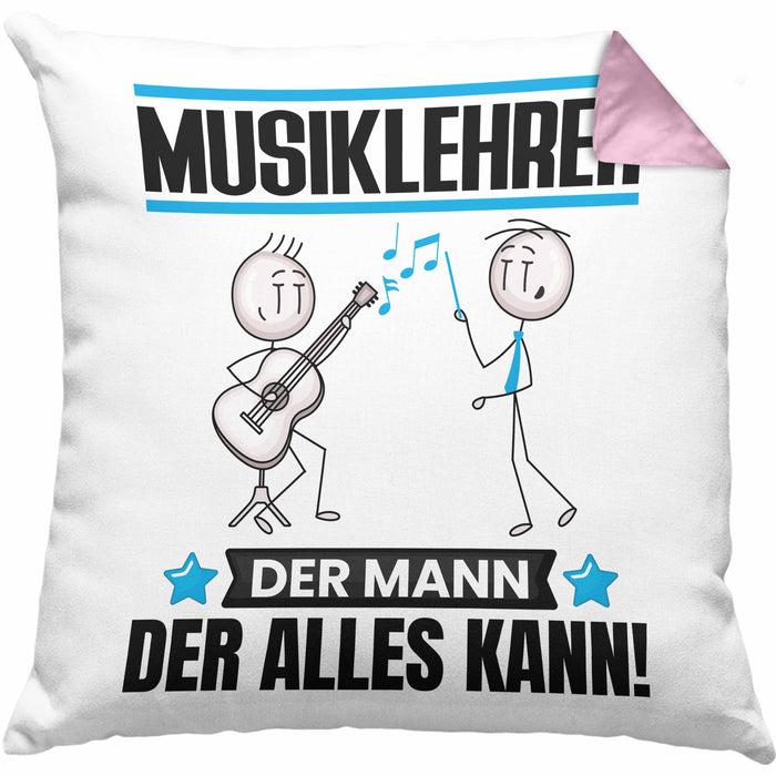 Musiklehrer Kissen mit Füllung 40x40 Geschenk für Musiklehrer Der Mann Der Alles Kann Geschenkidee zum Geburtstag (Grau) Rosa Trendation