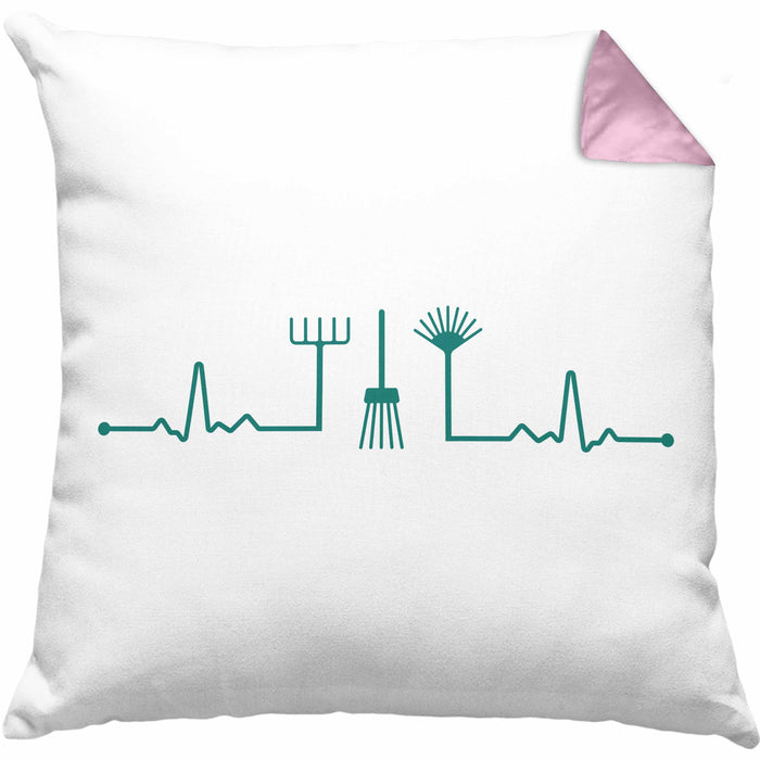 Herzschlag Gärtner Kissen mit Füllung 40x40 mit Spruch Garten Hobbygärtner Geschenk Lustig Gärtnerin Geschenkidee (Grau) Rosa Trendation