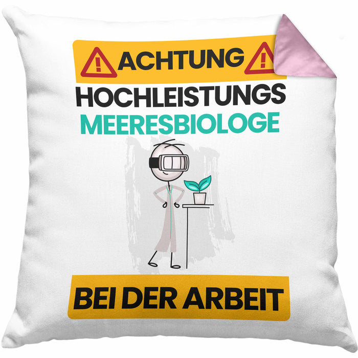 Meeresbiologe Kissen mit Füllung 40x40 Geschenk Lustiger Spruch Geschenkidee für Meeresbiologe Achtung Hochleistungs Meeresbiologe Bei Der Arbeit (Grau) Rosa Trendation