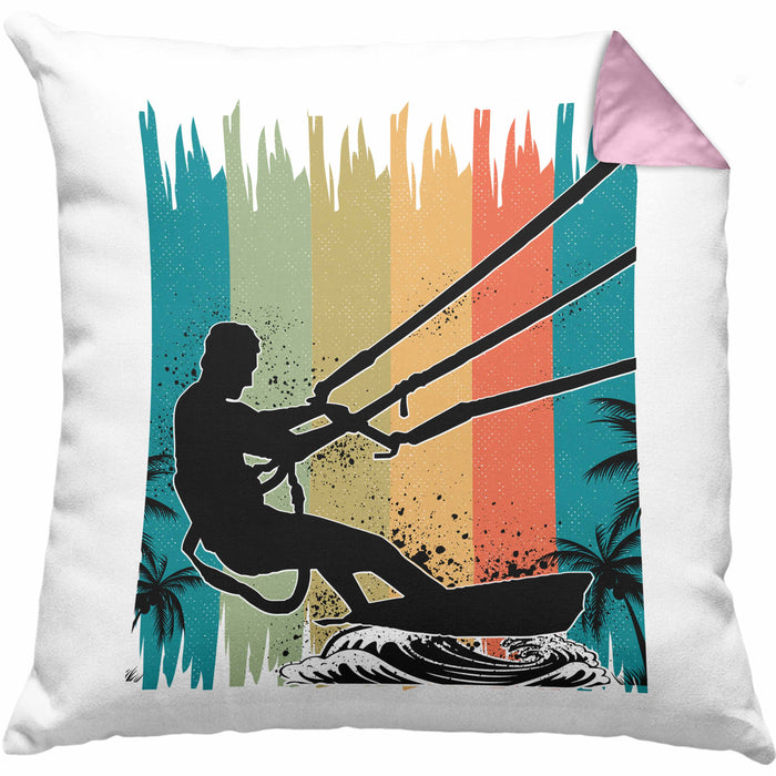 Kitesurfing Kissen mit Füllung 40x40 Geschenk für Kitesurfer Geschenkidee (Grau) Rosa Trendation