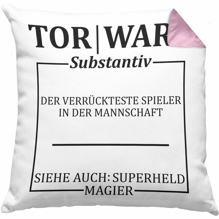 Lustige Torwart Kissen mit Füllung 40x40 Geschenk Torwartin Geschenk (Grau) Rosa Trendation