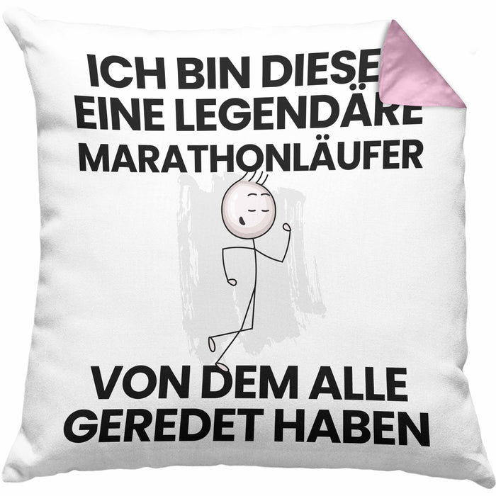 Marathonläufer Geschenk Kissen mit Füllung 40x40 Lustige Geschenkidee Geburtstag für Marathonläufer Ich Bin Dieser Legendäre Marathonläufer Von Dem Alle Geredet Haben (Grau) Rosa Trendation