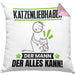Katzenliebhaber Kissen mit Füllung 40x40 Geschenk für Katzenliebhaber Der Mann Der Alles Kann Geschenkidee zum Geburtstag (Grau) Rosa Trendation