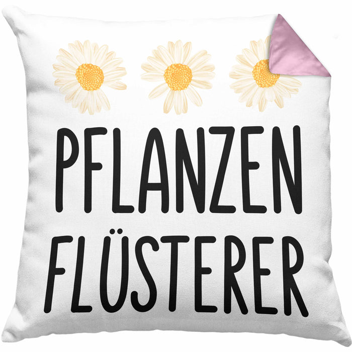 Pflanzenflüsterer Gärtner Kissen mit Füllung 40x40 mit Spruch Garten Hobbygärtner Geschenk Lustig Gärtnerin Geschenkidee (Grau) Rosa Trendation
