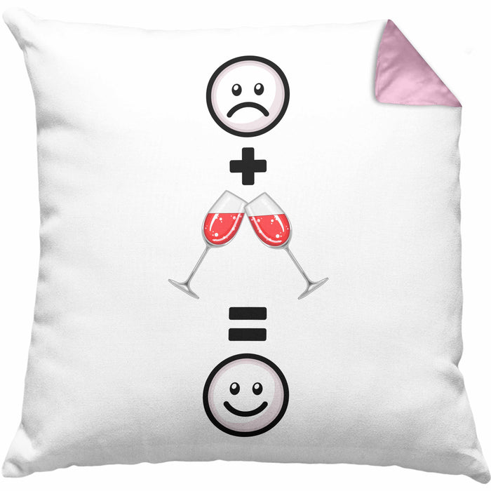 Wein Kissen mit Füllung 40x40 Geschenk für Weintrinker Lustige Geschenkidee :( + Weingläser = :) Geburtstag (Grau) Rosa Trendation