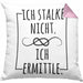 Ich Stalke Nicht Ich Ermittle Kissen mit Füllung 40x40 Lustige Geschenkidee Kollegin Freundin Kaffee (Grau) Rosa Trendation