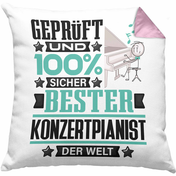 Konzertpianist Geschenk Lustiger Spruch für Konzertpianist Geschenkidee Bester Konzertpianist Der WeltKissen mit Füllung 40x40 (Grau) Rosa Trendation