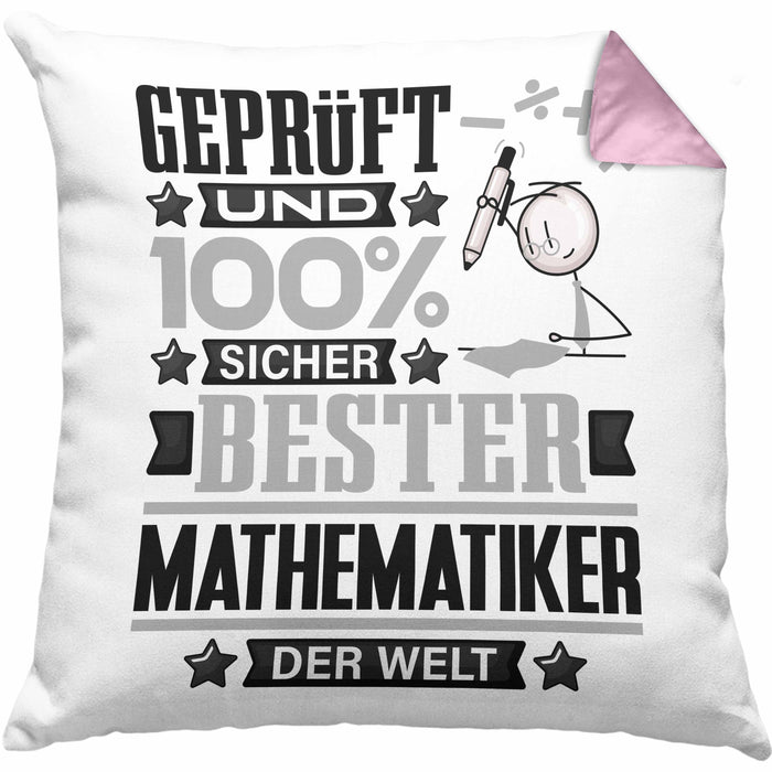 Mathematiker Geschenk Lustiger Spruch für Mathematiker Geschenkidee Bester Mathematiker Der WeltKissen mit Füllung 40x40 (Grau) Rosa Trendation