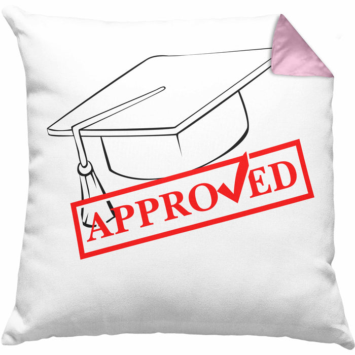 Lustige Kissen mit Füllung 40x40 für Doktor, Master und Bachelor - Das tolle Geschenk für Absolventen Approved (Grau) Rosa Trendation