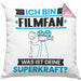 Filmfan Kissen mit Füllung 40x40 Geschenk für Filmfan Geburtstag Lustiger Spruch Was Ist Deine Superkraft (Grau) Rosa Trendation