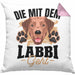 Die Mit Dem Labbi Geht Kissen mit Füllung 40x40 Gassi Gehen Labrador Besitzerin Geschenkidee Frauchen Geschenk (Grau) Rosa Trendation