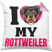 Rottweiler Besitzerin Kissen mit Füllung 40x40 Geschenk Lustiger Spruch Geschenkidee I Love My Rottweiler (Grau) Rosa Trendation