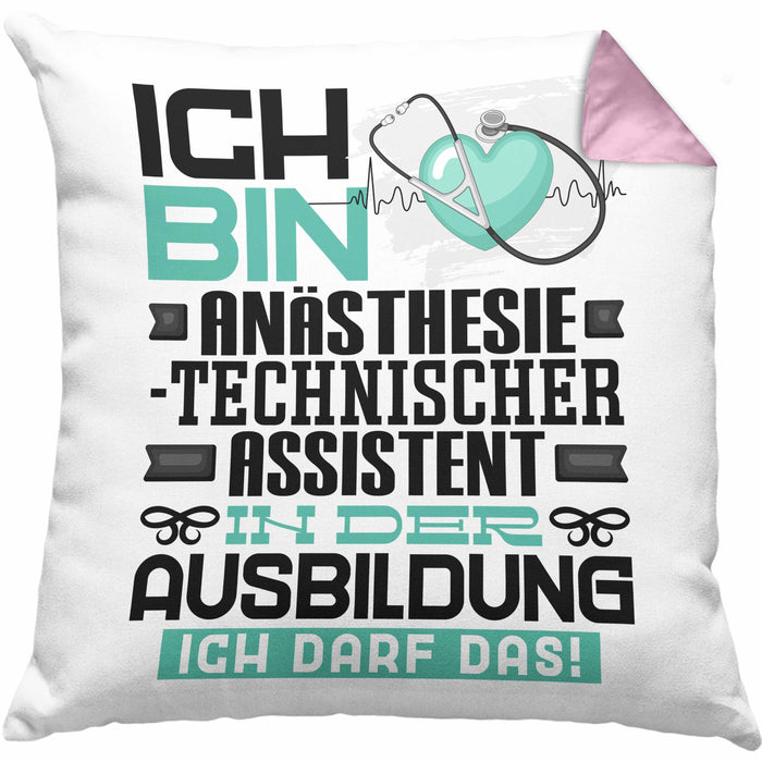 Anästhesietechnischer Assistent Ausbildung Kissen mit Füllung 40x40 Geschenk Ich Bin Anästhesietechnischer Assistent In Der Ausbildung Ich Darf Das Geschenkidee Spruch (Grau) Rosa Trendation