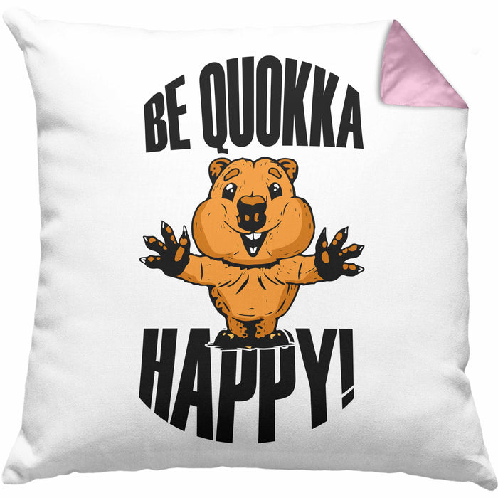 Lustige Kissen mit Füllung 40x40 Quokka-Motiv Geschenk für Quokka Liebhaber Be Quokka Happy (Grau) Rosa Trendation