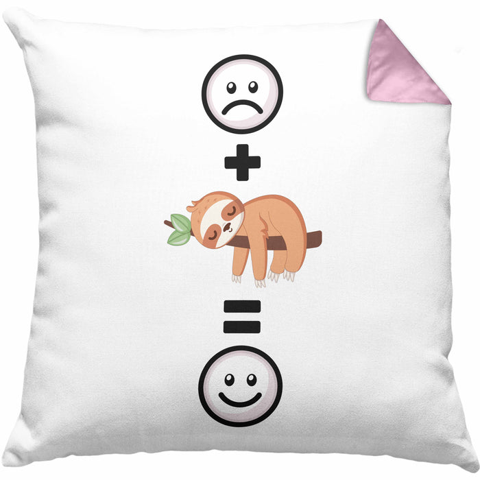 Faultier Kissen mit Füllung 40x40 Geschenk für Faultier Liebhaber :( + Faultier = :) Lustige Geschenkidee Geburtstag (Grau) Rosa Trendation