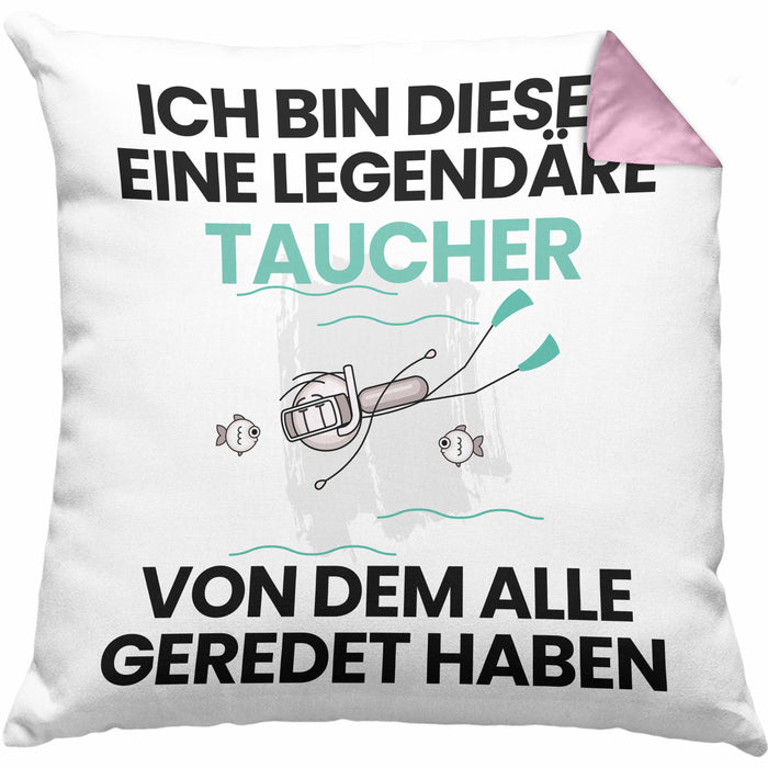 Taucher Geschenk Kissen mit Füllung 40x40 Lustige Geschenkidee Geburtstag für Taucher Ich Bin Dieser Legendäre Taucher Von Dem Alle Geredet Haben (Grau) Rosa Trendation