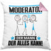 Moderator Kissen mit Füllung 40x40 Geschenk für Moderator Der Mann Der Alles Kann Geschenkidee zum Geburtstag (Grau) Rosa Trendation