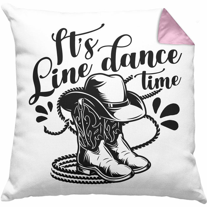 Lustige Kissen mit Füllung 40x40 "It's Line Dance Time" Geschenk Line Dance Fans (Grau) Rosa Trendation