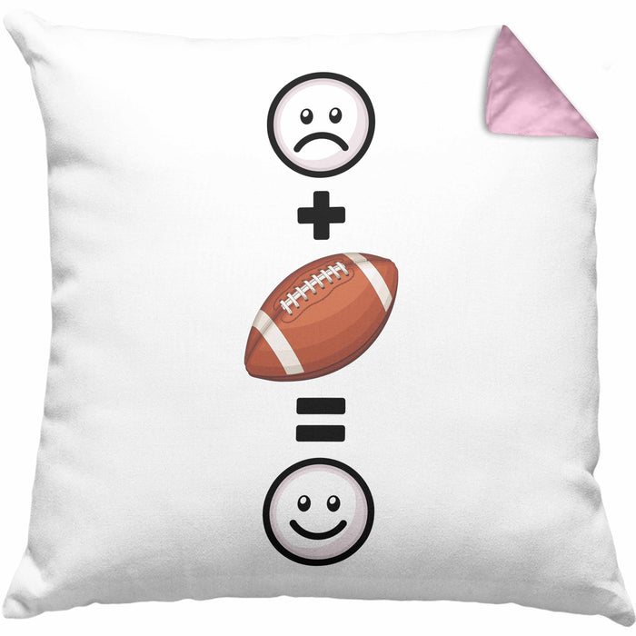 American Football Kissen mit Füllung 40x40 Geschenk für Footballspieler Lustige Geschenkidee :( + Football = :) Geburtstag (Grau) Rosa Trendation