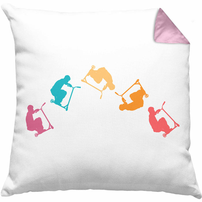 Scooter Roller Fahrer Geschenk Kissen mit Füllung 40x40 Scooterfahrer Geschenkidee Scooting Geschenkidee Jungs Profi Scooterfahrer Pro Grafik (Grau) Rosa Trendation