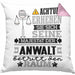 Anwalt Geschenk Kissen mit Füllung 40x40 Lustiger Spruch Erheben Sie Sich Der Anwalt Betritt den Raum (Grau) Rosa Trendation