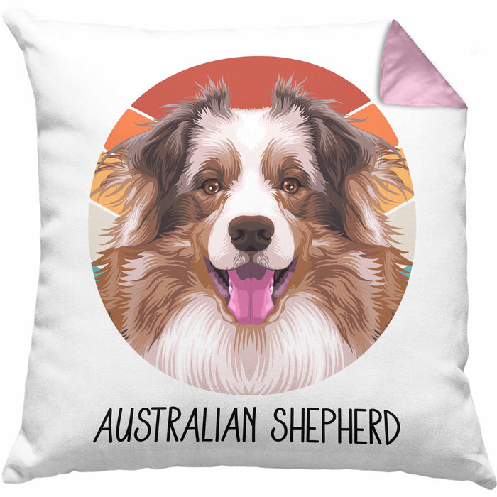 Australian Shepherd Besitzer Kissen mit Füllung 40x40 Geschenk Lustiger Spruch Geschenkidee Australian Shepherd Mama Papa (Grau) Rosa Trendation