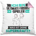 Ultimate-Frisbee-Spieler Kissen mit Füllung 40x40 Geschenk für Ultimate-Frisbee-Spieler Geburtstag Lustiger Spruch Was Ist Deine Superkraft (Grau) Rosa Trendation
