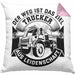 Trucker Geschenk Kissen mit Füllung 40x40 Der Weg Ist Das Ziel Trucker LKW Fahrer Geschenkidee (Grau) Rosa Trendation