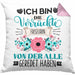 Friseurin Kissen mit Füllung 40x40 Geschenk Lustiger Spruch Geschenkidee Ich Bin Die Verrückte Friseurin Von Der Alle Geredet Haben (Grau) Rosa Trendation