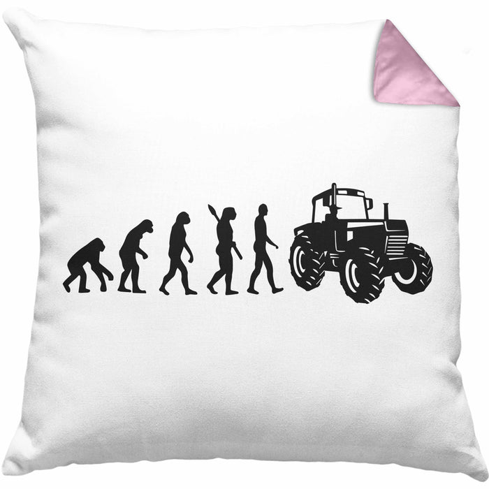 Lustige Kissen mit Füllung 40x40 für Landwirte Geschenk Evolution Traktor Geschenkidee (Grau) Rosa Trendation